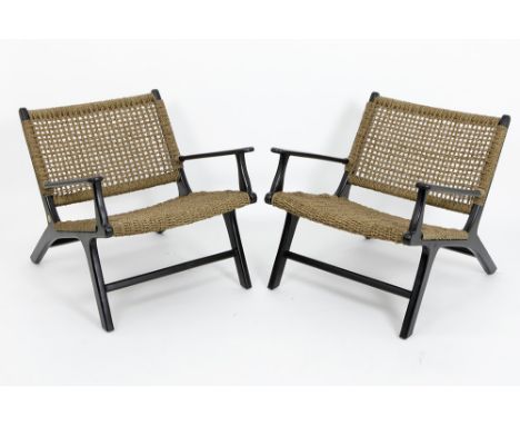pair of Olivier De Schrijver signed "Beverly Hills" design armchairs in black lacquered wood - numbered and markedDE SCHRIJVE