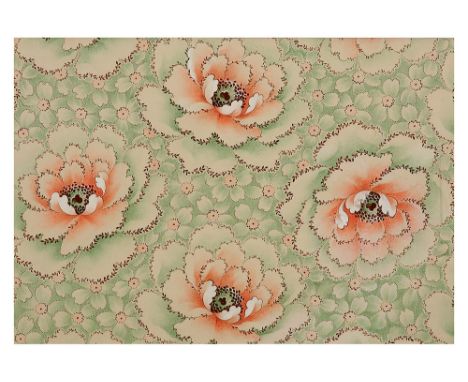 early 20th Cent. Russian School mixed media with a floral composition (design for wallpaper or tapestry) - signed in Cyrillic
