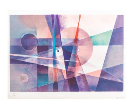 VEREECKE ARMAND (1912 - 1990)20th Cent. Belgian abstract lithograph printed in colors - signed Armand VereeckeVEREECKE ARMAND