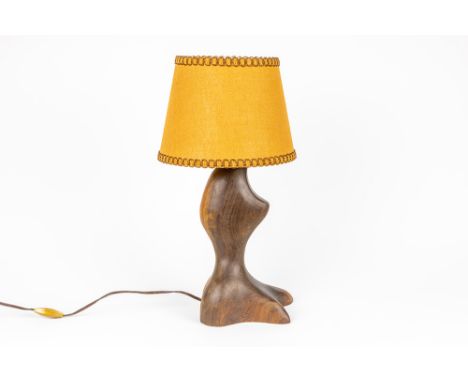 unique seventies' French lamp with base in olive wood, signed "Créations Louis Castlan"CREATIONS LOUIS CASTLAN unieke seventi