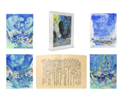 CHU TEH-CHUN (1920 - 2014)Chu Teh-Chun luxury portfolio n° 47/99 entitled "Saison bleue" with six color lithographs and a cal