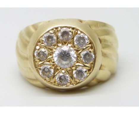 A 14ct gold ring with white stones, the inner shank marked STAR U91 585, 7.7g, U
