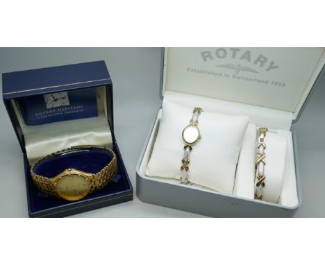 A gentleman's gold plated Rotary wristwatch, and a lady's Rotary wristwatch set