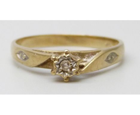 A 9k gold and diamond ring, 1.9g, P