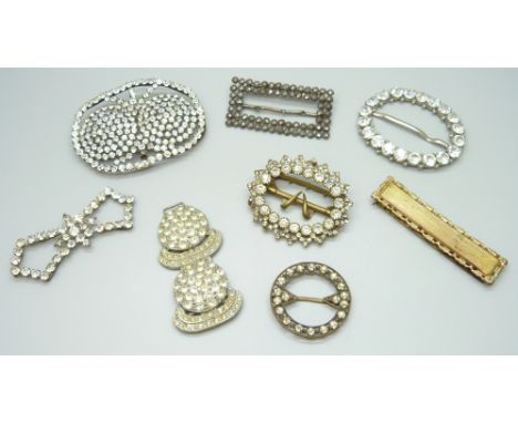 A collection of vintage paste set buckles 