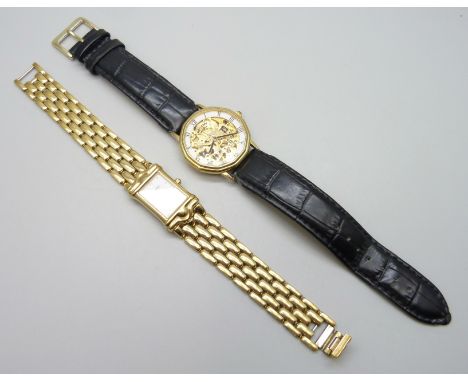 A Raymond Weil gold plated wristwatch, (scratches to case back), 19mm including crown, and a Rotary automatic wristwatch with