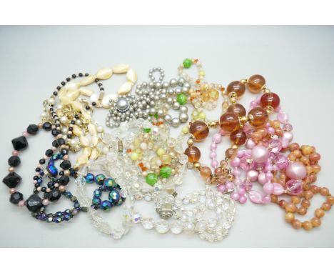 A collection of vintage bead necklaces 