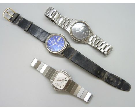 Two Seiko wristwatches and an Eterna wristwatch 