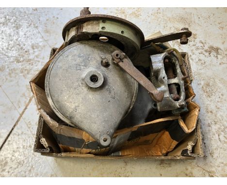 A box of BSA and AJS brake and engine cases. 