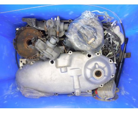 A quantity of Lambretta GP and LI engine parts, includes also a five plate clutch and side casing.