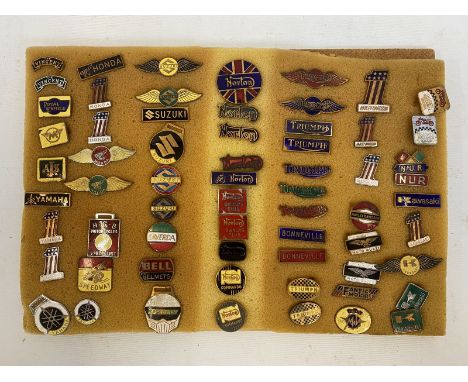 A collection of motorcycle enamel manufacturers/club badges, circa 1950s-1980s, including Vincent, Norton, Triumph, Speedway,