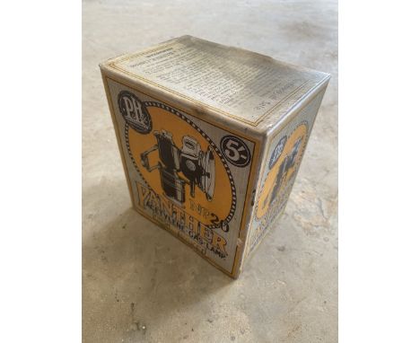 A Panther acetylene lamp box (empty).