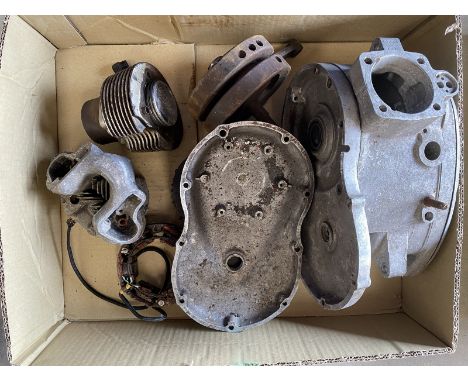 A Triumph Tiger Cub engine in parts. 