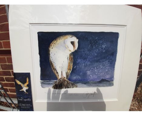 Limited edition signed print Below Barn Owl spreads silence by Jackie Morris – illustrator of The Lost Spell by Robert MacFar