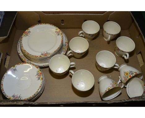 Crownford part dinner service comprising cups, saucers, tea plates and dinner plates