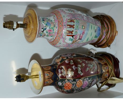 Two oriental ceramic table lamps 