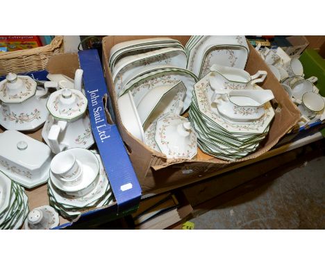 Very large selection of Eternal Beau including dinner plates, side plates, tea plates, cups and saucers, coffee pot, tea pots