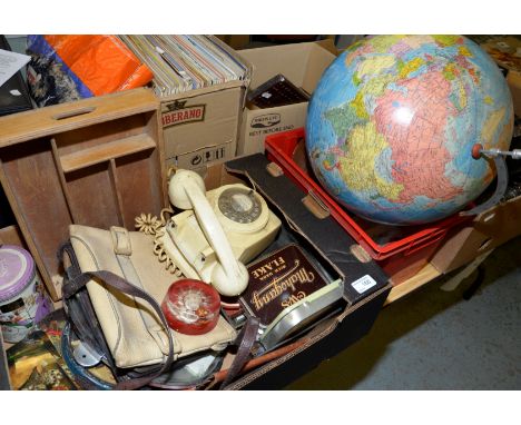 Two books of assorted collectable's including crab pan stand, handbags, old telephone, globe etc 