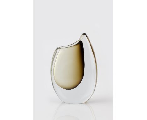 Gunnar Nylund (Swedish, 1904-1997) for Strombergshyttan 'Shark Tooth' vase cased glass 18cm high.