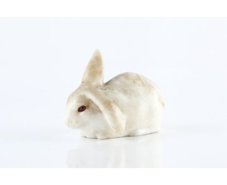 Friedrich Goldscheider  Rabbit alabaster numbered and with maker's medallion  11cm across.