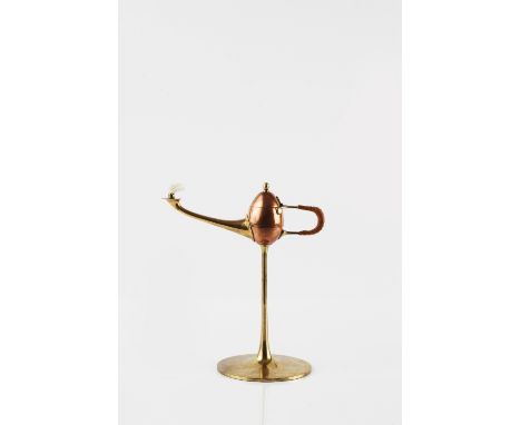 WMF Secessionist cigar lighter, circa 1900 possibly by Jan Eiselhoffel copper and brass, with cane handle 21cm high.