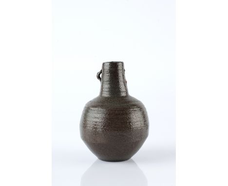 Janet Leach (British, 1918-1997) at Leach Pottery Vase lug handle, grey glaze impressed potter's and pottery seals 12.5cm hig