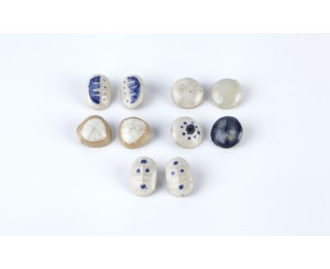 Eric James Mellon (British, 1925-2014) Five pairs of clip earrings painted ceramic the largest 2cm length (5). Provenance: Er