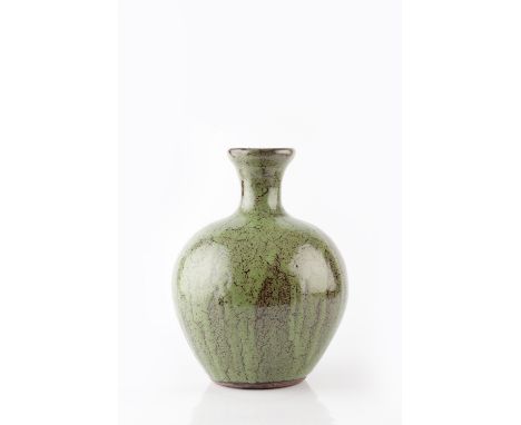 Trevor Corser (British, 1938-2015) at Leach Pottery Vase green glaze impressed potter's and pottery seals 27.5cm high. Proven