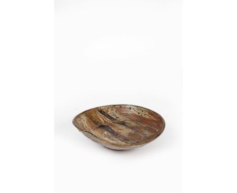 Janet Leach (American, 1918-1997) at Leach Pottery Footed bowl poured glaze impressed potter's and pottery seals 39cm diamete