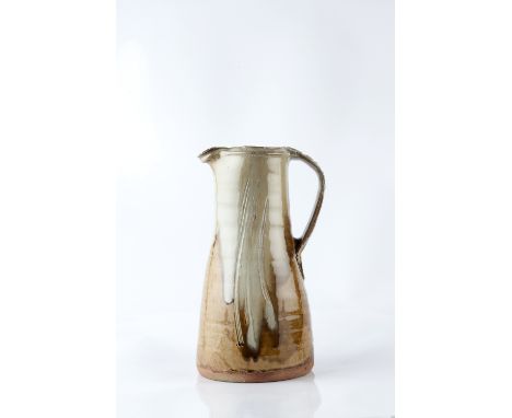 Jim Malone (British, b.1946) at Ainstable Jug combed decoration with nuka glaze impressed potter's and pottery seal 29.5cm hi