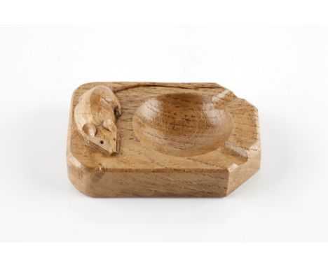 Robert Thompson of Kilburn (British, 1876-1955) Mouseman ash tray oak carved mouse 10cm across.