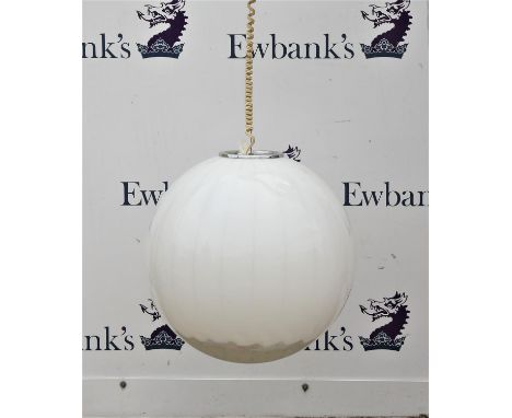 1960s globular white glass ceiling lantern, probably Italian Murano, 52 cm diameterCondition Report:  Glass intact and appear
