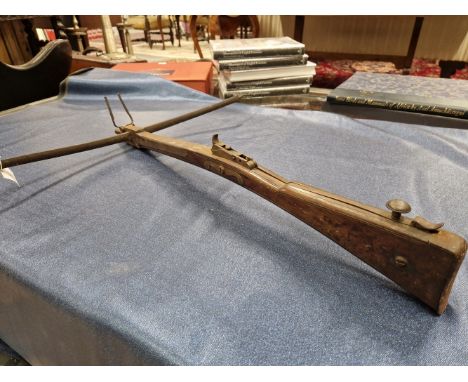 AN 18th C. MAHOGANY AND IRON STONE BOW