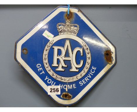 A BLUE AND WHITE ENAMEL SIGN FOR THE RAC TOGETHER WITH AN IRON ROUNDEL VAST WITH THE MICHELIN MAN, THE LATTER.   Dia.