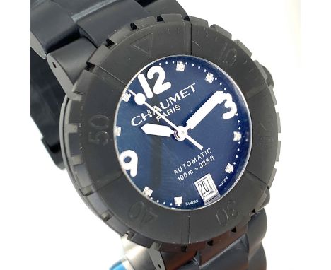 CHAUMET, AUTOMATIC CLASS ONE, A TITANIUM BLACK WRIST WATCH. 38.5mmm X 12mm  MATTE TITANIUM CASE, WITH UNI-DIRECTIONAL BEZEL. 