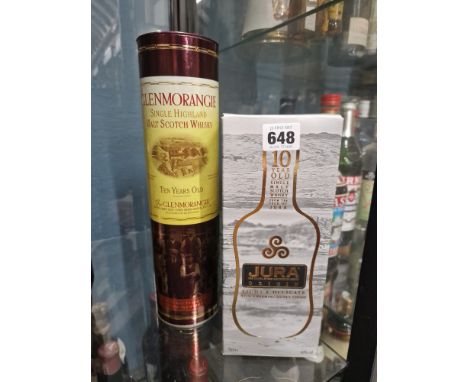 1 BOTTLE JURA 10 YEAR OLD SINGLE MALT SCOTCH WHISKY 70CL 40%VOL TOGETHER WITH 1 BOTTLE GLENMORANGIE TEN YEARS OLD SINGLE MALT