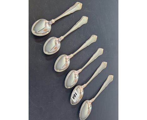 A SET OF DANISH TABLE CUTLERY WITH SIX PLACE SETTINGS  A SAUCE LADLE AND AN EBONY HANDLED SAUCE PAN TESTING AS 800 SILVER, 13