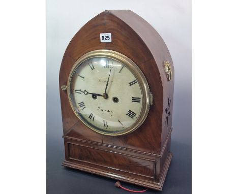 THOMAS RUSSELL, LANCASTER, A MAHOGANY LANCET CASED CLOCK THE TWIN FUSEE MOVEMENT STRIKING ON A BELL, BRASS LION MASK AND RING