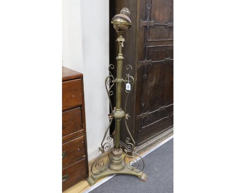 An early 20th century brass and copper ‘Benson’ style floor lamp, approximately 140cm high