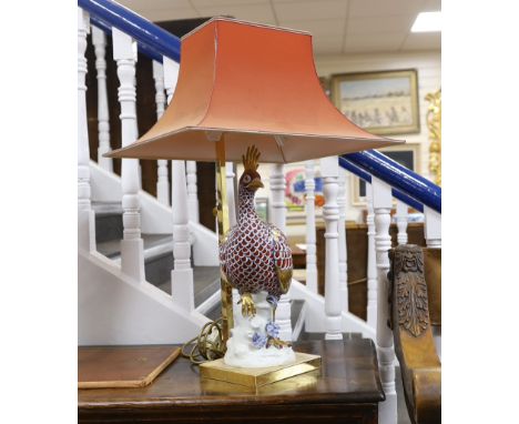 An Italian Herend style porcelain table lamp, 71cm high