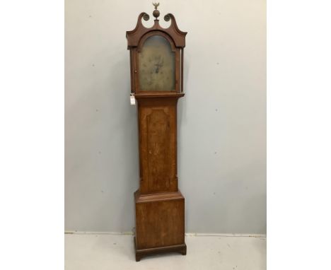 A George III banded oak eight day longcase clock, marked William Draper, Maldon, height 220cm