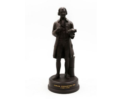 A 20th century black bisque figure by Wedgewood of Josiah Wedgewood, 1730-1795.