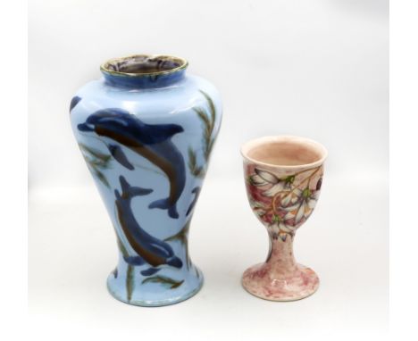 2 pieces of Cobridge Stoneware to include an unusual colour version of the Ocean Traveller designed by Philip Gibson , approx