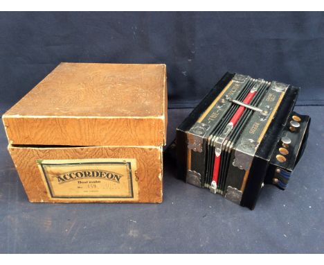 The Victor accordion, marked steel bronze with original box, working.