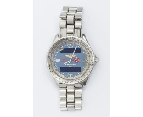 Breitling- a Limited Edition gentleman's steel 'Chronospace The Red Arrows' quartz wristwatch, comprising a blue signed dial,