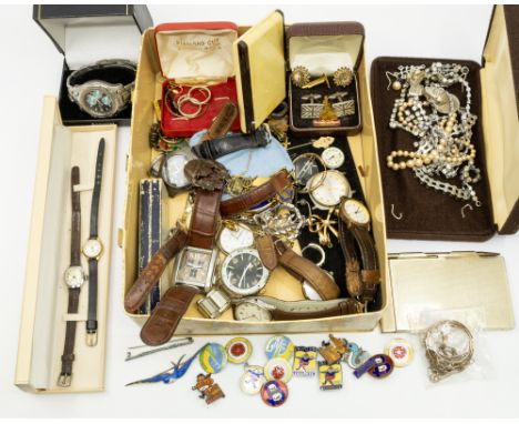 A collection of costume jewellery to include weighable 9ct gold, combined weight approx 15.6gms, together with vintage costum