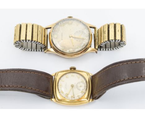 A gentleman's vintage 18ct gold cased Zenith wristwatch, comprising a signed cream dial with applied gilt Arabic markers, sub