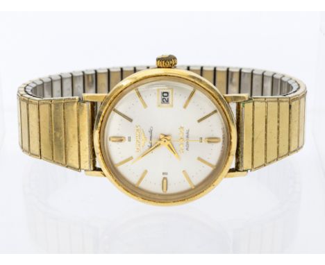 Longines- a gentleman's 9ct gold cased Longines automatic 'Admiral' wristwatch, comprising a signed silvered dial with applie