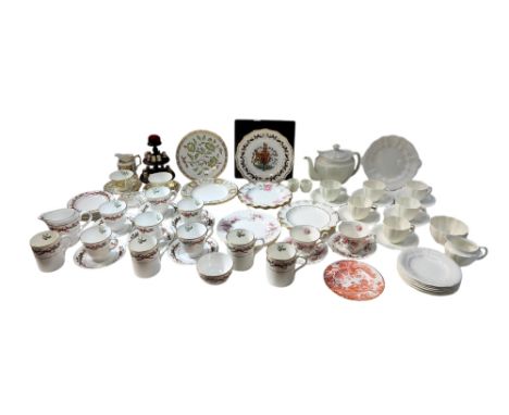 A collection of mixed Royal Crown Derby china wares to include Derby blank, green Derby, Red Aves and Pinxton Rose along with