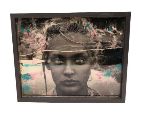 Raphael Mazzucco (b.1970; Canadian); Water Child; portrait of young girl with red and blue colouring; mixed media; signed and